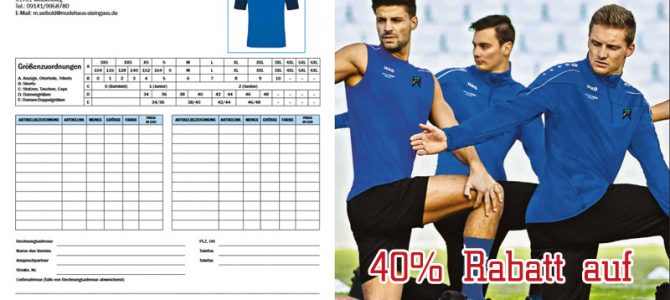 40% Rabatt für UFC-Mitglieder auf den kompletten Jako-Katalog bei Intersport Steingass in Weißenburg