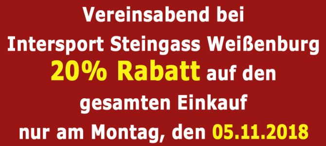 Einladung zum Vereinsabend bei Intersport Steingass